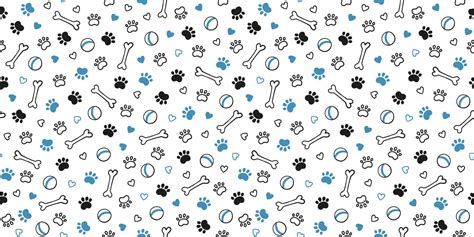 Seamless Dog Pattern With Paw Prints Bones Hearts And Balls Cat Foot