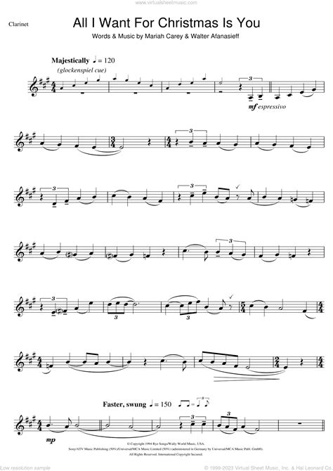 All I Want For Christmas Is You Sheet Music For Clarinet Solo V2