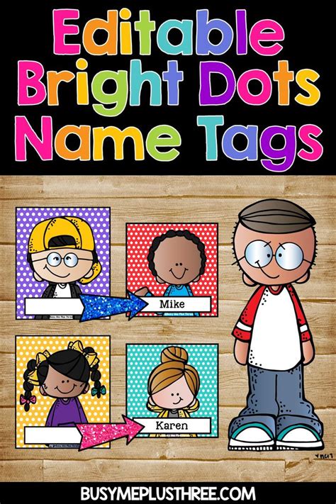 Editable Name Tags And Labels Melonheadz Bright Polka Dots 168 Kids