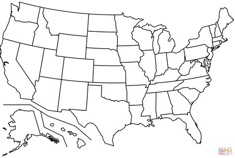 Outline Map Of Us States Coloring Page Free Printable Coloring Pages