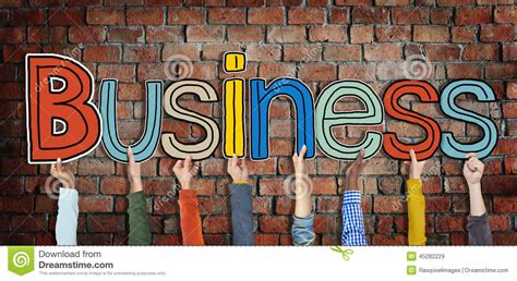 Multiethnic Group Of Hands Holding Word Business Stock Image Image Of