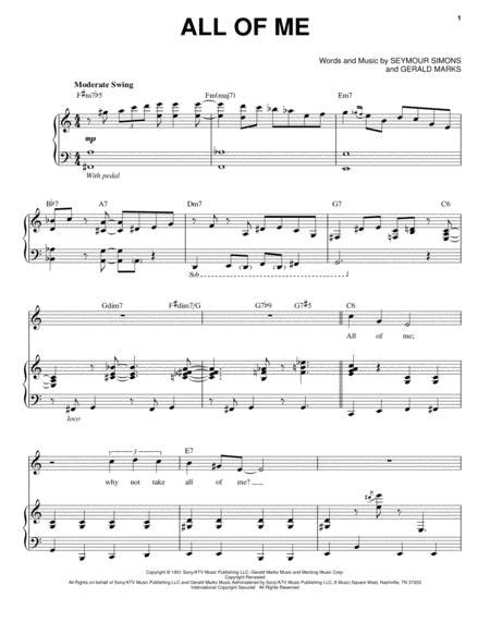 You will use only your right hand in the first parts and just a little your left hand at the end. All Of Me By Michael Buble Gerald Marks - Digital Sheet ...