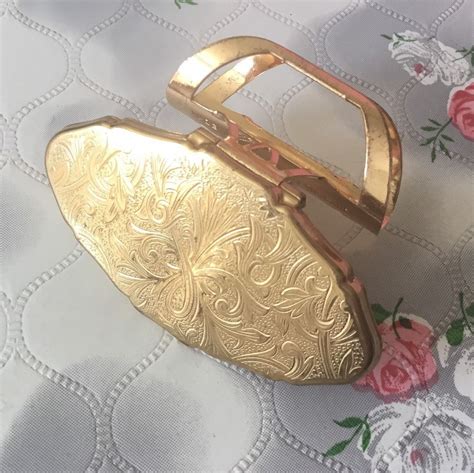 stratton lipview lipstick holder gold tone compact lip mirror vintage handbag accessory