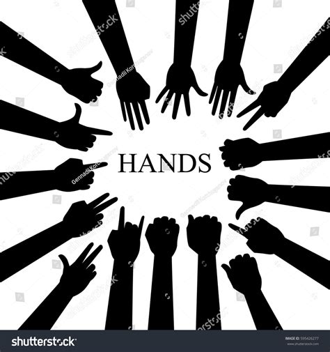 Hand Silhouettes Set Collection Hand Gestures Stock Vector Royalty