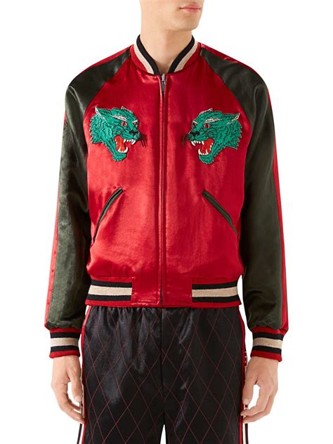 Gucci Reversible Acetate Bomber Jacket In Red For Men Lyst