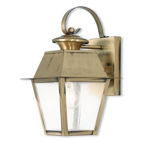 Shop our antique lighting to add style to any space. Livex Lighting Mansfield 1-Light Antique Brass Outdoor ...