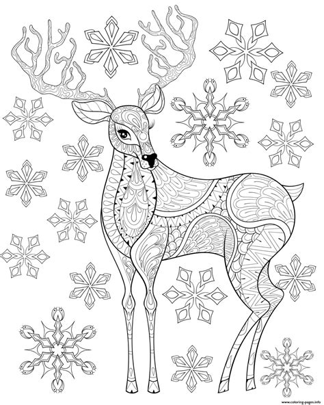 Free printable deer coloring pages for kids deer coloring pages animal coloring pages deer pictures this coloring page was posted on friday october 30 2015 … Christmas For Adults Deer Antlers Snowflakes Intricate ...