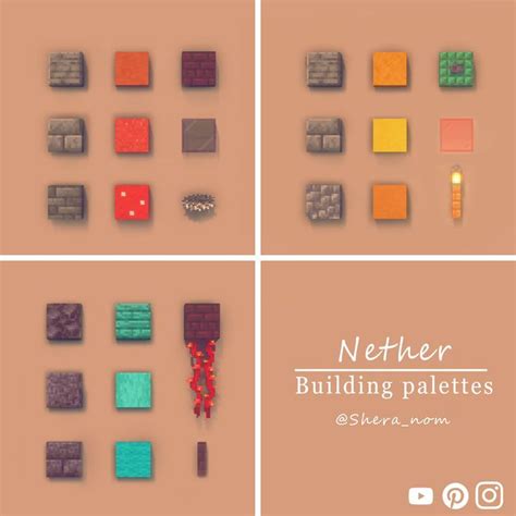 Minecraft Building Palettes For Nether Builds Minecraft Minecraft