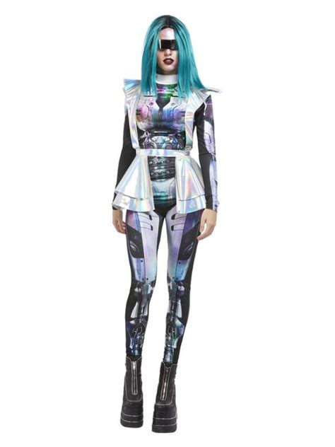 Ladies Metallic Space Alien Fancy Dress Costume