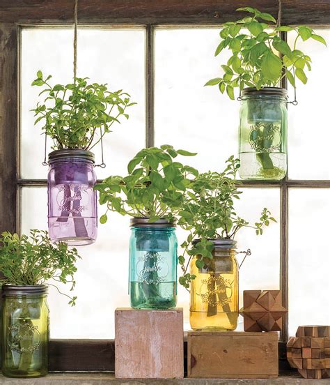 Self Watering Mason Jar Indoor Herb Garden