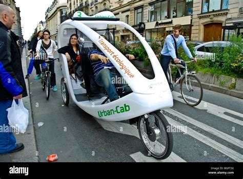 Paris France Private Transportation Bicycle Taxi On Street Urban