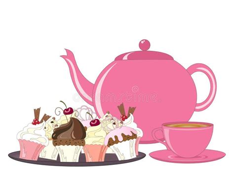 Dessert Time Stock Vector Illustration Of Teapot Decorated