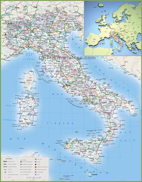Large Map Of Italy Detailed Map