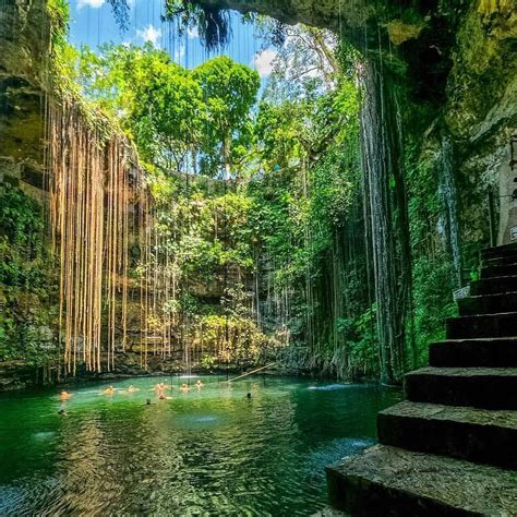 Mexico Yucatan Cenote Ik Kil Breathtaking Places Beautiful Places
