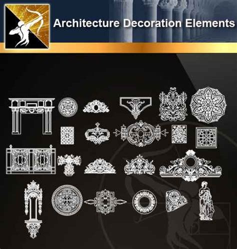 Free Architecture Decoration Elements V11】autocad Decoration Blocks