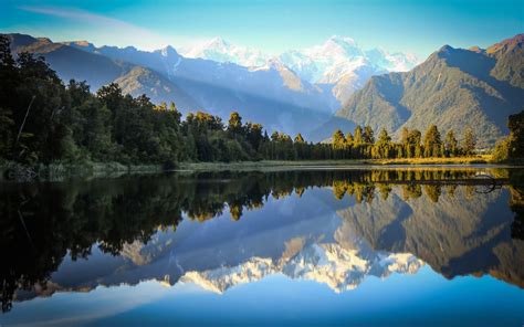 Mountains River Reflections Nature Landscape Photography Trees Forest New Zealand