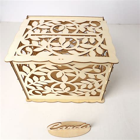 The pull handle provides convenient maneuverability and folds down for storage. wedding card box with lock diy money wooden gift leaf ...