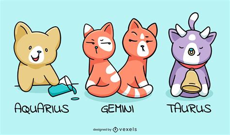 zodiac sign kittens set vector download