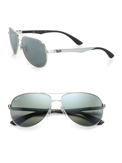 Ray Ban Pilot Double Bar Aviator Sunglasses In Silver Lyst
