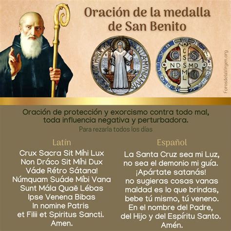 Oración de la medalla de San Benito Oraciones San benito Latin español