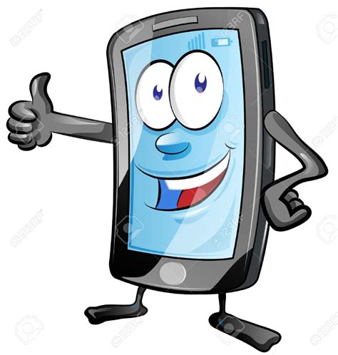 Fun Mobile Phone Cartoon With Thumbs Up Royalty Free Cliparts Vetores