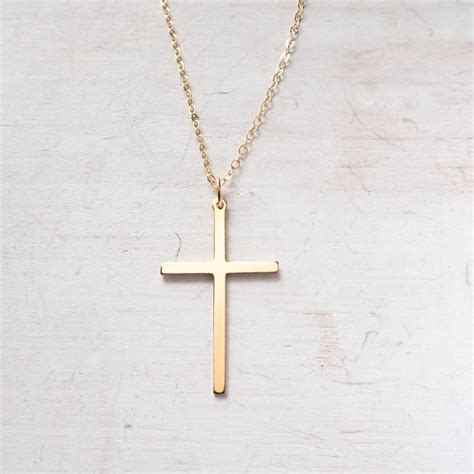 Skinny Cross Necklace In Gold Filled Large Cross Pendant Adjustable