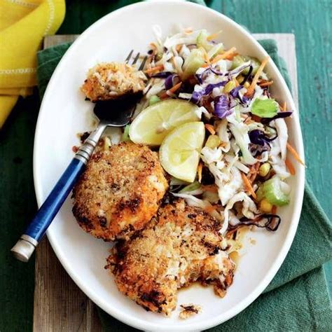 Some brands of frozen dinners are obviously a better bet than others. Sweet potato fish cakes with slaw | Recipe (With images) | Healthy food guide, Healthy recipes ...