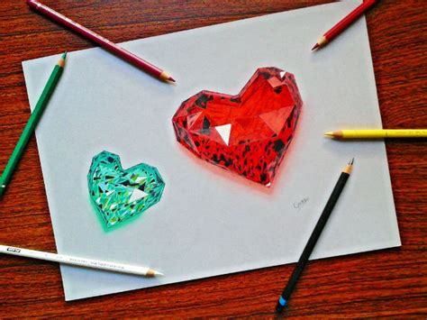 How To Draw A 3d Heart Hole Step By Step Memoiro Fasinner