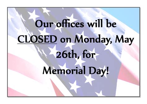 Memorial Day Closed Sign Template For Your Needs