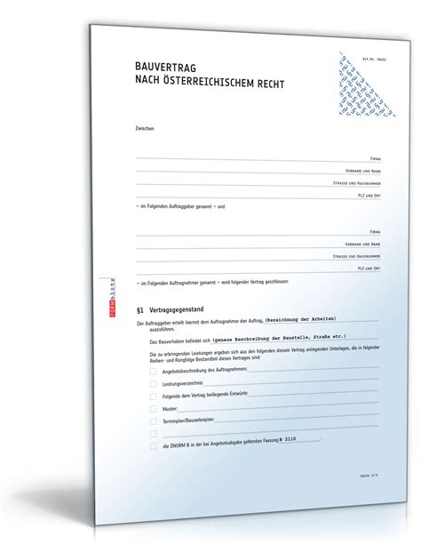 Nach einreichung der unterlagen (pdf) und erfolgreicher prüfung, erfolgt eine einladung zwecks unterschrift und vorlage der original unterlagen. Bauvertrag • DE Vertrag Download