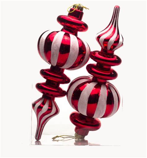 Hanging Finial Ornament Red Christmas Ornaments Christmas Ornaments Candy Ornaments