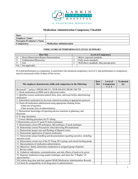 Printable Competency Checklist Template Customize And Print