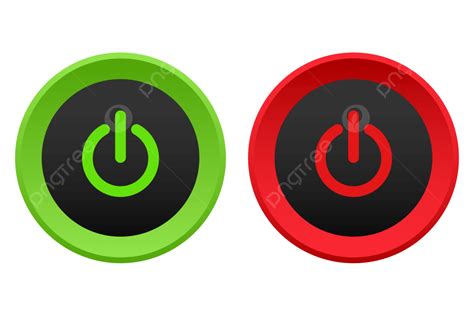 Circle Black Power On Off Button With Red And Green Combinatiob On Off