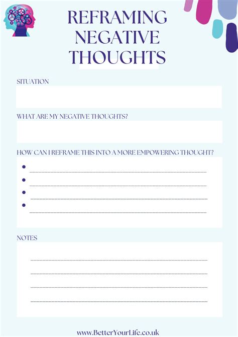 Reframe Your Anxious Thoughts Worksheet Better Your Life