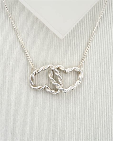 Silver Double Twist Love Heart Necklace By Nicola Hurst Designer