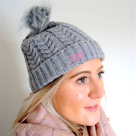 Personalised Knitted Hat With Hat Warmers By The Alphabet Gift Shop 