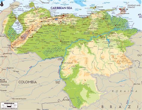 Grande Mapa Físico De Venezuela Con Carreteras Ciudades Y Aeropuertos