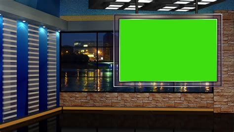 News Broadcast Tv Studio Green Screen Stock Footage Video 100