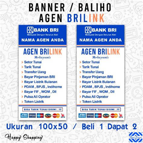 Jual Banner Baliho Spanduk AGEN BRILINK Ukuran 100x50CM Beli 1