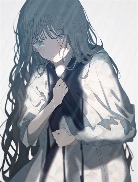 たかやりく On Twitter 青の心にその涙 「染まりやすい」 色 青白磁色 理由 純粋 Anime Girl Crying