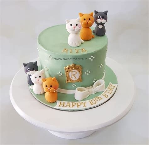 Cats Theme Customised Fondant Cake For Pet Loving Girls Birthday