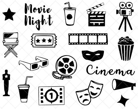 Cinema Clip Art SVG Movie Vector Art Hollywood Silhouette Cute Etsy Finland