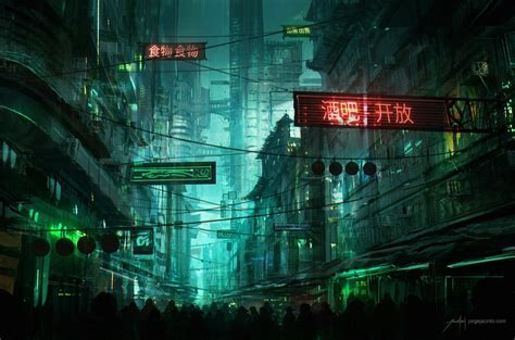 Cityscape Night Cyberpunk Futuristic Metropolis Midnight Light