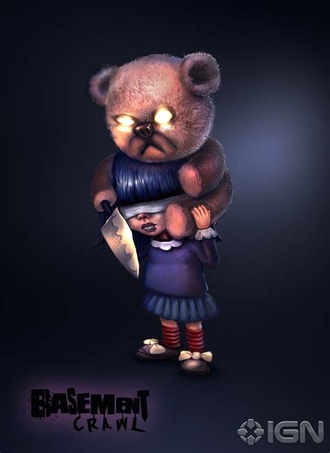 Evil teddy bear CHECK With a knife CHECK On someone's shoulders so they
