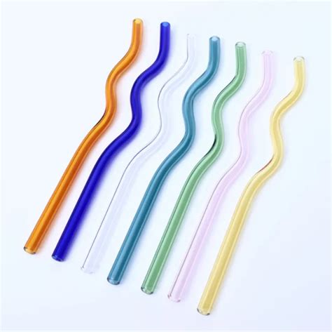 8x200mm reusable eco borosilicate glass drinking straws high temperature resistance clear