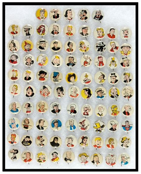 Kelloggs Pep Complete Set Of 86 Comic Character Buttons 3415800599