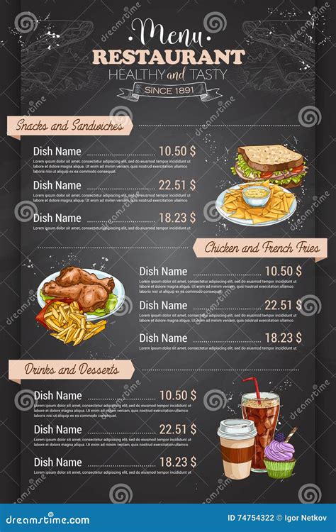 Restaurant Vertical Color Menu Stock Vector Illustration Of Dining