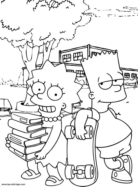 Coloriage Lisa Et Bart Simpson
