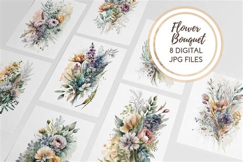 Wildflower Bouquet Clipart 8 High Quality S Digital Etsy