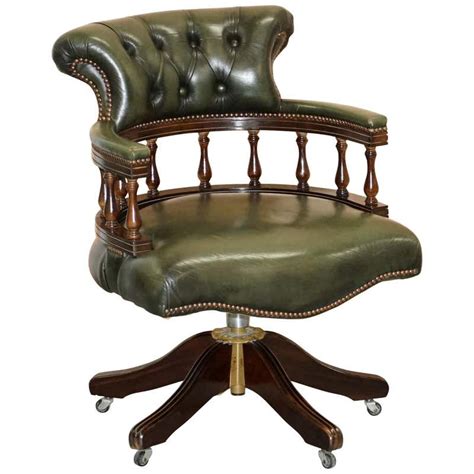 Rrp £505.20 inc vat our price £353.64 inc vat. Vintage Green Leather Chesterfield Regency Style Captains ...